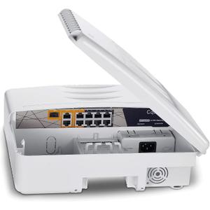 Outdoor Poe Switch with 8 Port Poe+2G Uplink+1SFP Slot, IEEE802.3af/at/bt, All-in-One Box, 60W PoE++, 120W High Power Output, Play & Plug, Fan-Less Unmanaged, AI Watchdog. Outdoor Poe Switch with 8 Port Poe+2G Uplink+1SFP Slot, IEEE802.3af/at/bt, All-in-One Box, 60W PoE++, 120W High Power Output, Play & Plug, Fan-Less Unmanaged, AI Watchdog.