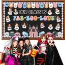 Halloween Ghost Bulletin Board Set Classroom Decorations Boho BOO Ghost DIY Photos Paper Cutouts Halloween Spider Bat Cutting for School Holiday Back to School Teacher Nursery Classroom Wall Decor