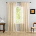 YJ YANJUN Vintage Lace Curtains 102 Inch Long-Victorian Floral Pattern Beige Sheer Curtain Panels for Living Room Home Office Light Filtering Ceiling to Floor for Large Window W52 X L102 Light Beige