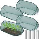 4 Sets 39" x 15" x 15" Pop up Garden Mesh Plant Cover Garden Rows Plants Cover with 24 Pcs Ground Nails Foldable Outdoor Protector Tent for Vegetables Fruits Seedlings Flowers from Animals, Dark Green 