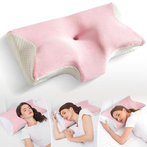 VipOpen Memory Foam Ergonomic Pillows Orthopedic Pillow for Side Sleepers Sleeper Neck Pain Bed Back Cervical Shoulder Ergonomic