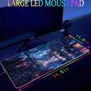 RGB Gaming Mouse Pad, Large Mousepad with Led Light, Gaming Accessories Keyboard Pad for Desk, Non-Slip Rubber Base Big Mouse Mat for Gamer, 31.5 X 11.8 Inch, Japanese Streets