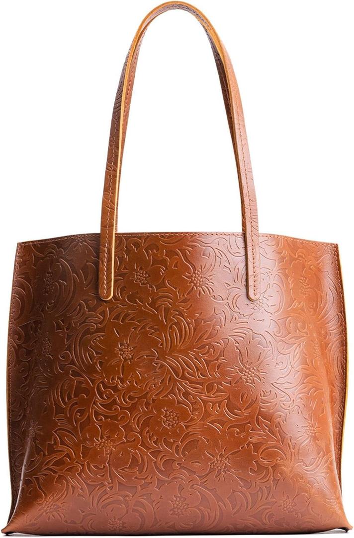 Portland Leather Goods August Tote  Handmade from the Finest Full-Grain Hides  Large Interior Pocket & Interior Key Loop (Meadow)