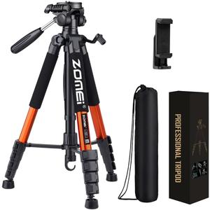 Tripod Camera Tripods, 74" Heavy Duty Tall Camera Stand Tripod with Phone Holder, Compatible with DSLR Cameras,Cell Phones,Projector,Webcam,Spotting Scopes(Orange)