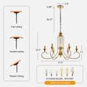 Modern Farmhouse 6-Light Gold Candle Chandelier Rustic Pendant Light