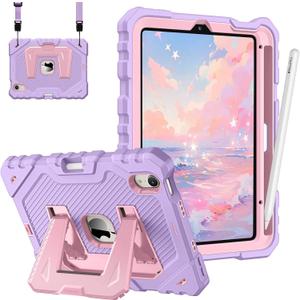 Fintie Kid-Friendly Case for iPad mini 7th Generation A17 Pro/mini 6 8.3" | Fully-Body Rugged Heavy Duty Shockproof Cover, Built-in Kickstand, Landscape & Portrait Viewing, Pencil Holder, Purple