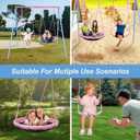 Lunafun Swing Set, 440lbs, Heavy-Duty A-Frame Metal Outdoor SwingStand, 1 Saucer & 1 Belt Swing seat for Playground, Backyard Pink