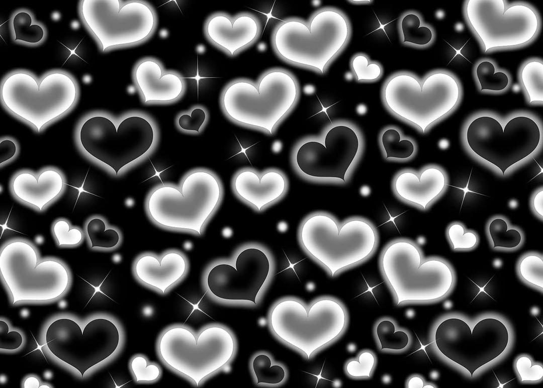 LYCGS 8x6ft Black Heart Backdrop 90s Backdrops for Photoshoot Valentines Decor Banner Birthday Props X-14
