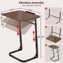 Extra Large TV Dinner Tray Table & End Table, Height & Angle Adjust Laptop Desk, Easy to Install, Foldable &Easy to Store, with Phone & Tablet Stand, for Couch, Bed, Side, Walnut Wood Desktop, Flat