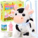 Tagitary Plush Toys Interactive Toys Cow for Kids, Walking Pet Toys Can Make Sounds, Wag Tail and Nod Head, Realistic Stuffed Cattle Toys Birthday Gift for Kids Toddlers