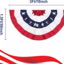 American Pleated Fan Flag, 3 x 1.5 Ft USA Patriotic Half Fan Bunting, Indoor Outdoor 4th of July Memorial Day 250th Anniversary Decorations (4 Pcs)
