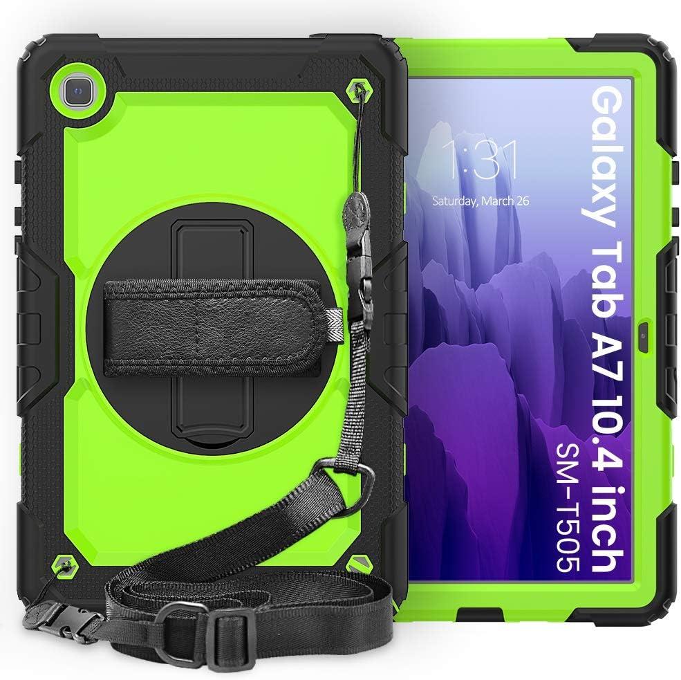 Tablet Cases Protective Cover Compatible with Samsung Galaxy Tab A7 10.4inch T500-T505 2020 Three-Layer Shockproof ,360 Degree Swivel Kickstand&Hand Strap & Shoulder Strap PC+Silicone Protective Case
v
