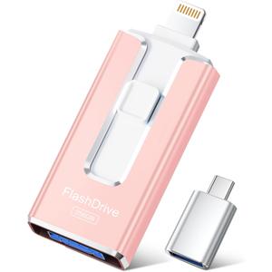 MFi Certified Flash Drive for iPhone iPad 256GB, Photo Stick for External Memory Storage, Easily Back Up and Save Photos Videos, USB Memory Stick Thumb Drive for iPhone/iPad/Android/PC (Rose Pink)