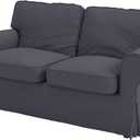 Heavy Cotton UPPLAND (Not EKTORP) Loveseat Sofa Cover Replacement Compatible for IKEA UPPLAND Sofa Slipcover (Uppland Loveseat Dark Gray)
