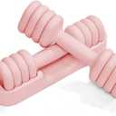 YOTTOY Adjustable Dumbbell Set of 2, 4-in-1 Hand Weights for Women at Home, Compact Free Weights Dumbbells Set with Soft Grip and Base, 2-5 lbs Each for Home Gym (Pink)