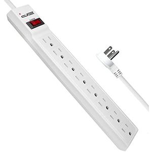 Digital Energy 15 FT 8 Outlet Surge Protector Power Strip - 15 AMP, 1875 W, 125 V, 350 J Surge Protection, ETL Listed - Flat Plug, White