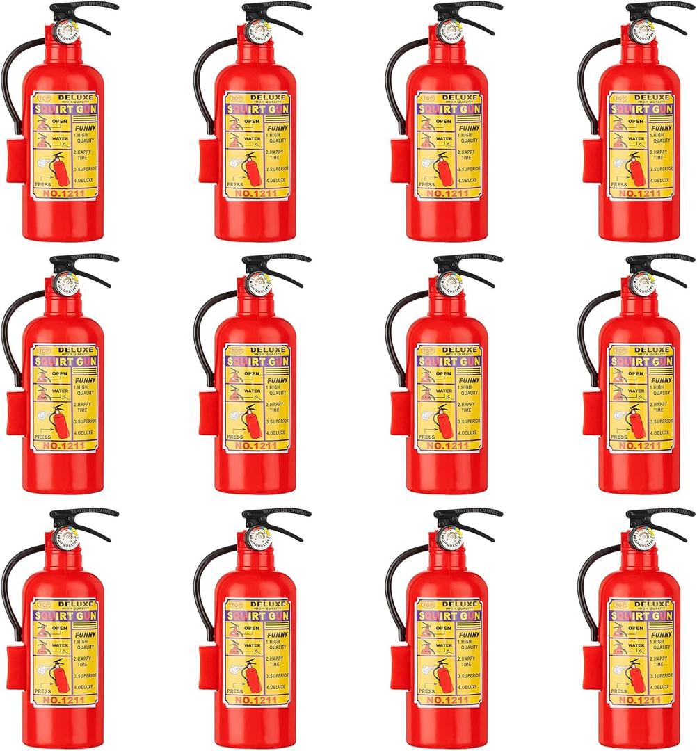 CCINEE 12Pack Fire Extinguisher Toys Mini Water Firemen Squirter Water Water Squirt Gun for Kids Teens Adults Summer Outdoor Games Birthday Swimming Pool Party Favors,4.2Inch