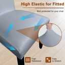Gray Leather Chair Covers for Dining Chairs Set of 4, Faux Leather Dining Chair Covers Removable Wipeable Parson Chair Covers Leather, Stretch Waterproof Chair Seat Covers for Dining Chairs