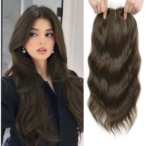 Hair Topper, 3D Hair Toppers for Women with Thinning hair, 16 Inch Pieces for Women Middle Part Clip in Bangs Synthetic Curly Wavy (6/8)