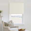 Blackout Roller Shades Cordless Blinds for Windows Free-Stop Thermal Insulated 100% Blackout Linen Roller Shades Blinds with Valance for Bedroom Living Dining Room Home Office Ivory 28" W x 72" H