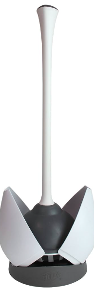 Clorox Toilet Plunger with Hideaway Holder Caddy HeavyDuty Compact Design with NonSkid Rubber Base for Bathroom Convenient Storage Toilet Unclogger, 6.5x19.5Inch, White