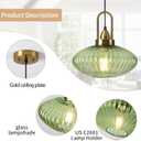 12 Inch Green Pendant Lights Vintage Chandelier Pendant Lighting Modern Mid Century Hanging Lights Adjustable Kitchen Island Light for Dining Room Bedroom Hallway