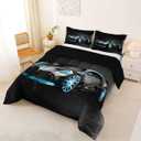 Feelyou Sports Car Comforter Stylish Black Race Car Comforter Set for Kids Boys Girls Extreme Sports Theme Bedding Set Cool Speed Luxury Decor Duvet Quilt with 2 Pillowcases 3Pcs Bedding Queen
