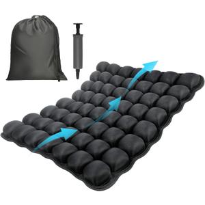 Pewfugu Airplane Seat Cushion for Long Flights, Inflatable & Portable Travel Cushion for Tailbone Pain Relief, Pressure Relief Car Seat Cushion for Office Chair and Wheelchair Use (Square)