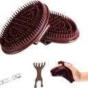 2 Pack Magnetic Meridian Brush Set for Belly Sculpting & Body Massage, Soft Silicone Cellulite Massager for Back Legs Arms, Portable Home Spa Tool with Scalp Comb & Tape Measure (Brown)