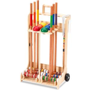 Hiboom 6 Player Croquet Set with Wooden Stand for Families Adults, 32 Inch