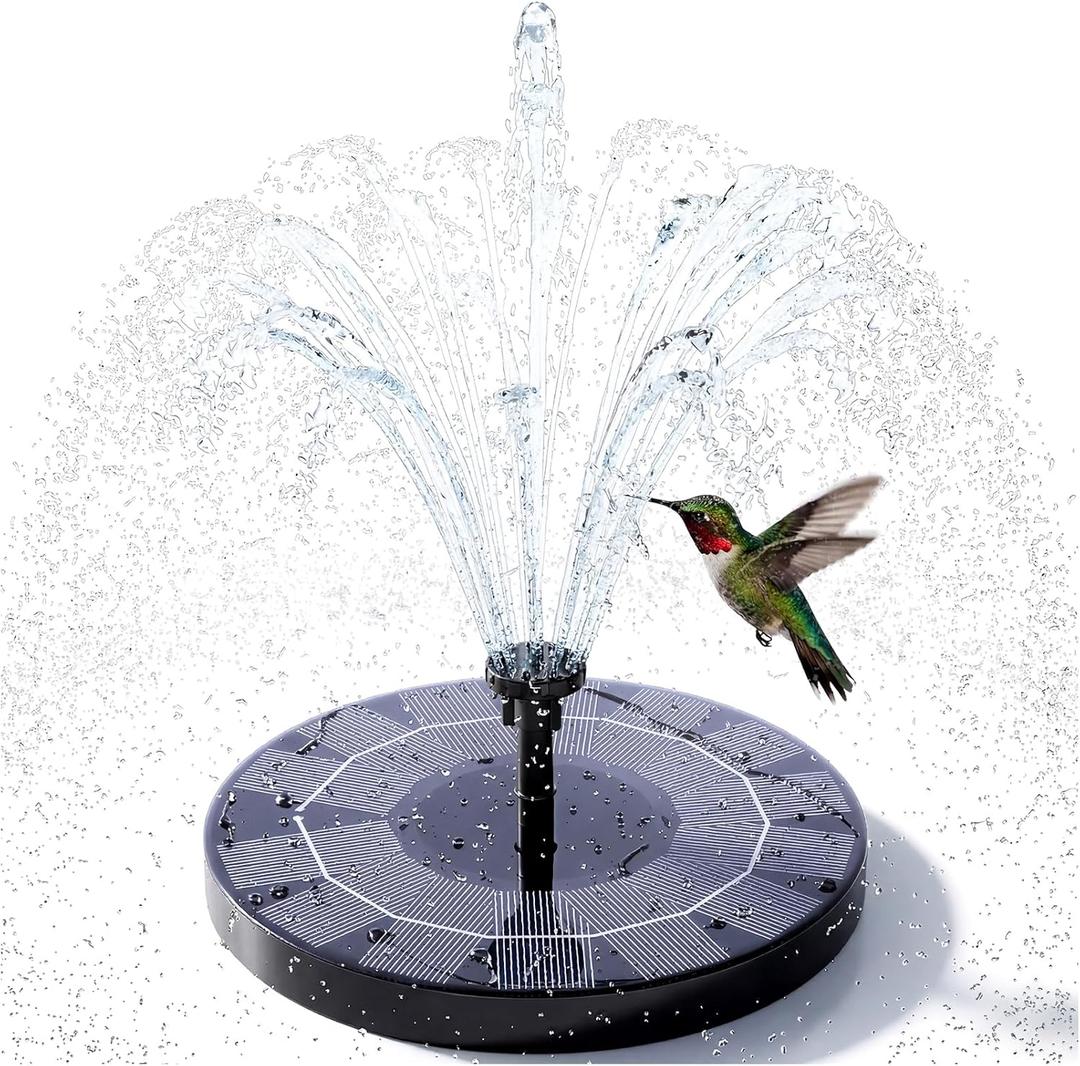 AISITIN 2.5W Solar Bird Bath Fountain Pump, Solar Fountain Pump for Bird Bath with 6 Nozzles, 6.7" Solar Powered Water Fountain Pump for Garden, Ponds, Pool, Fish Tank, Aquarium and Outdoor