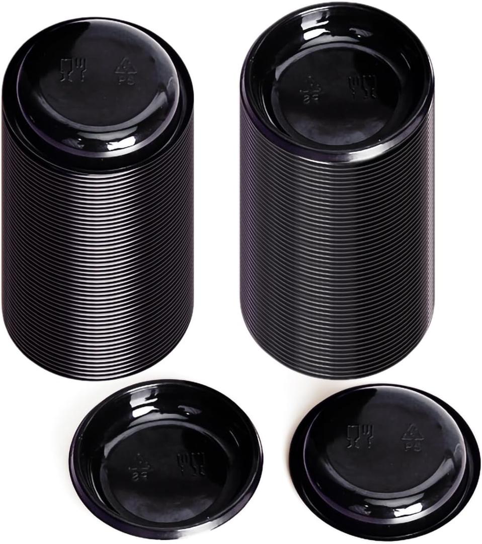 Disposable Sauce Dishes, 100 pcs Plastic Disposable Round Black Dipping Sauce Dishes, Seasoning Platter, Soy Sauce Dish for Sushi Mustard Vinegar Soy BBQ Ketchup