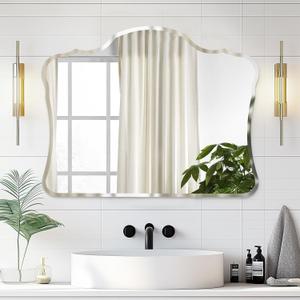 QDSSDECO Beveled Cloud Wall Mirror for Wall Decor Luxury Vanity Mirror for Living Room,Bathroom,Entryway,Passageway,22" x28"
