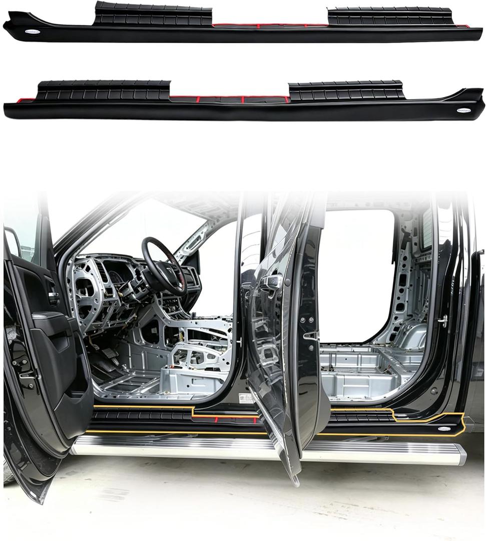 Mountainpeak 2pcs Trail Armor Rocker Panel Cover Fit for 2014-2018 Chevy Silverado & GMC Sierra 1500 Crew Cab 4 Door Rust Side Body Panel