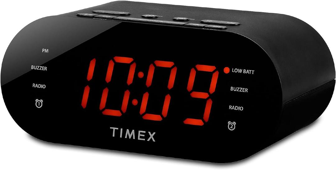 Timex T231G AM/FM Dual Alarm Clock Radio with 1.2-Inch Display and Line-in Jack (Gunmetal) (Black)