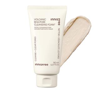 2 x innisfree Volcanic BHA Pore Cleansing Foam, Korean Face Wash with Salicylic Acid, Oil Control, Deep Clean, Pore Care, Sulfate-Free Formula