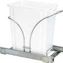 Household Essentials Glidez Chrome-Plated Steel Pull-Out/Slide-Out Discreet Single 5 Gallon Plastic Trash Can for Under Cabinet Use - Fits Standard Size Cabinet, Chrome and White
