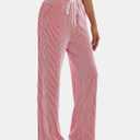 Sarin Mathews Wide Leg Casual Pants for Women High Waisted Cotton Jacquard Drawstring Loose Lounge Work Pants with Pockets