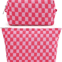 2 Pieces Makeup Bag Large Checkered Cosmetic Bag Capacity Canvas Mix Travel Toiletry Bag Organizer Cute Makeup Brushes Aesthetic Accessories Storage Bag for Women, Checkered Mix Rose Red
Amazon's Choice
