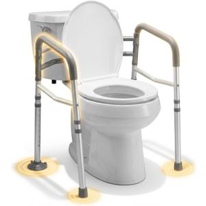 Adjustable Toilet Safety Handle Fully Adjustable Height & Width Rail for Toilets Strong Support Up to 300lb Easy ToolFree Installation Ideal for Seniors, Pregnant & MobilityChallenged