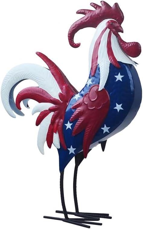 Rooster Statue Chicken Animal Sculpture Garden Decoration Metal Yard Art for Patio Lawn Backyard Outdoor Indoor Decoration (#3)
