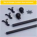NICETOWN Black Curtain Rods for Window 48 to 86 inch, 1 1/8 Diameter with Ball Finials for Window Treatment, Adjustable Length from 48 to 86-Inch, Matte Black