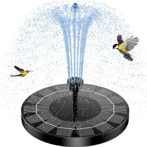 AISITIN Solar Fountain Pump 2.5W, 6.7" Solar Powered Water Fountain Pump for Bird Bath, solar pump for fountain with 6 Nozzles for Garden, Ponds, Pool, Fish Tank, Outdoor and Aquarium (Black)