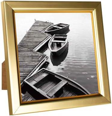 Giverny 4x4 Picture Frames, Gold Photo Frames for Wall or Tabletop Display, Simple Design Glossy Finish Frame Perfect for Home Decoration, Office, Hotel and Various Ceremonies Praties