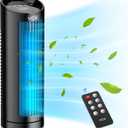 VCK Tower Fan, 80 Oscillating Fan with Remote Control, 13'' Portable Small Desk Fan, Adjustable 3 Speed, 12h Timer, 4 Mode, Personal Quiet Cooling Bladeless Table Fan For Bedroom Office Desktop