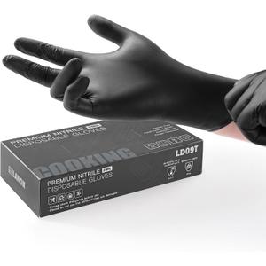 LANON Food Safe Disposable Nitrile Gloves, Latex-Free, Powder-Free, Silicone-Free, Textured Fingertips, Cooking, BlackSmall (Small (Pack of 100))