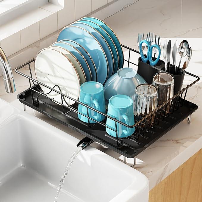 GSlife Dish Drying Rack with Drainboard - Compact Dish Racks for Kitchen Counter, Rust-Resistant Drainer with Utensil Holder and Drain Spout, Space-Saving Dish Dryer, Black
Visit the GSlife Store
