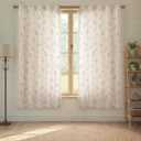 Boho Floral Spring Light Filtering Curtains 72 Inch Length 2 Panels Set, Farmhouse Semi Sheer Bedroom Living Room Vintage