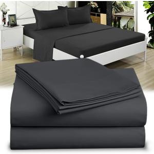 DESTINY CRESCENT BEDDING Full XL 100% Cotton Jersey Knit Sheet Set - Extra-Soft, Breathable & Hypoallergenic - 15" Deep Pockets, 54" x 80" - Ideal for Extra Long Full Beds - 4PC Set (Full XL, Black)