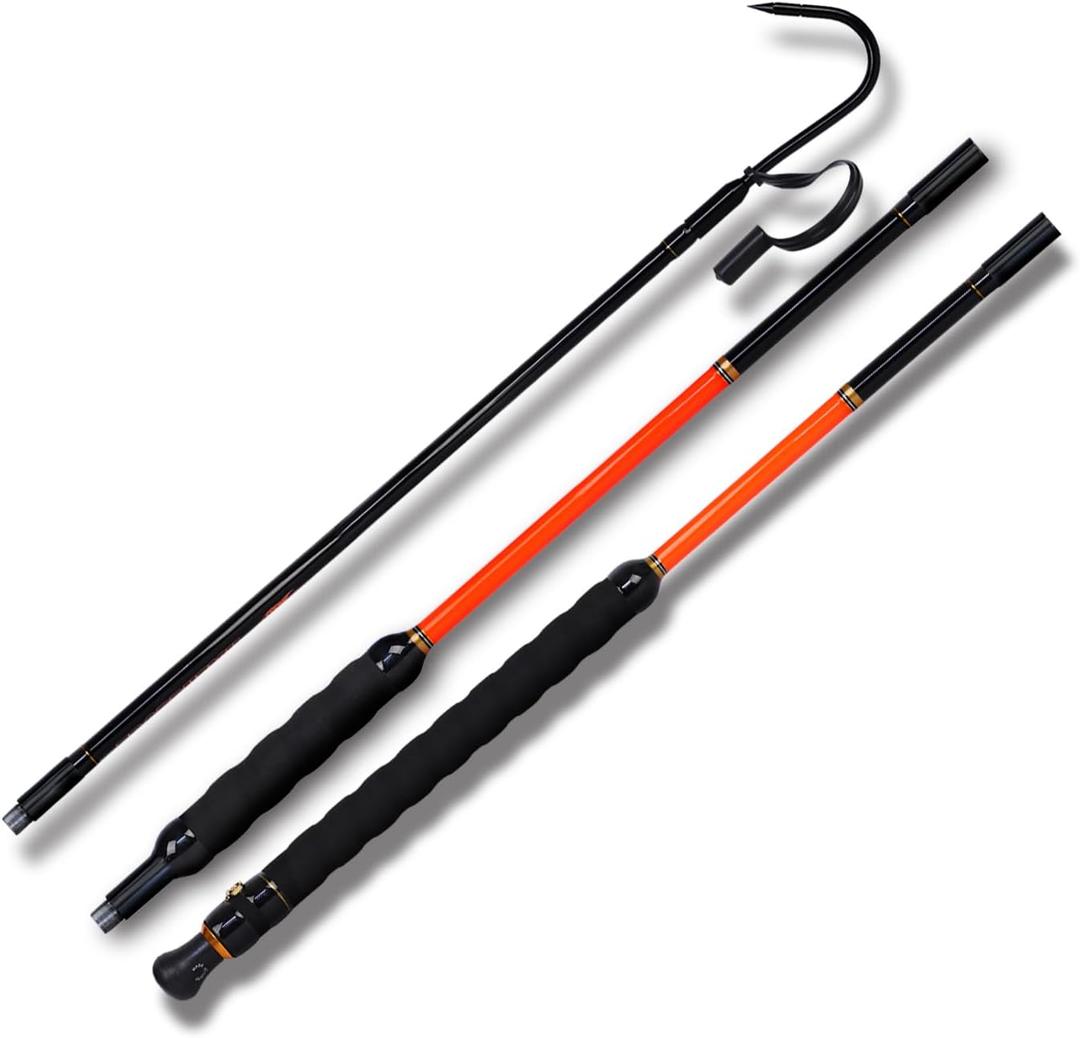 Fiblink Fishing Gaff with Stainless Steel Hook Fiberglass Pole Non-Slip Grip Handle Hook Gaff (3& 5& 6& 7', 66 lb Test)